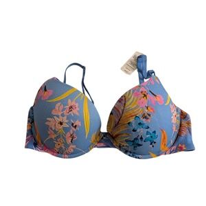 Soma Embraceable Padded Tailored Push Up Bra‎ Blooming Tropical Blue 34D
